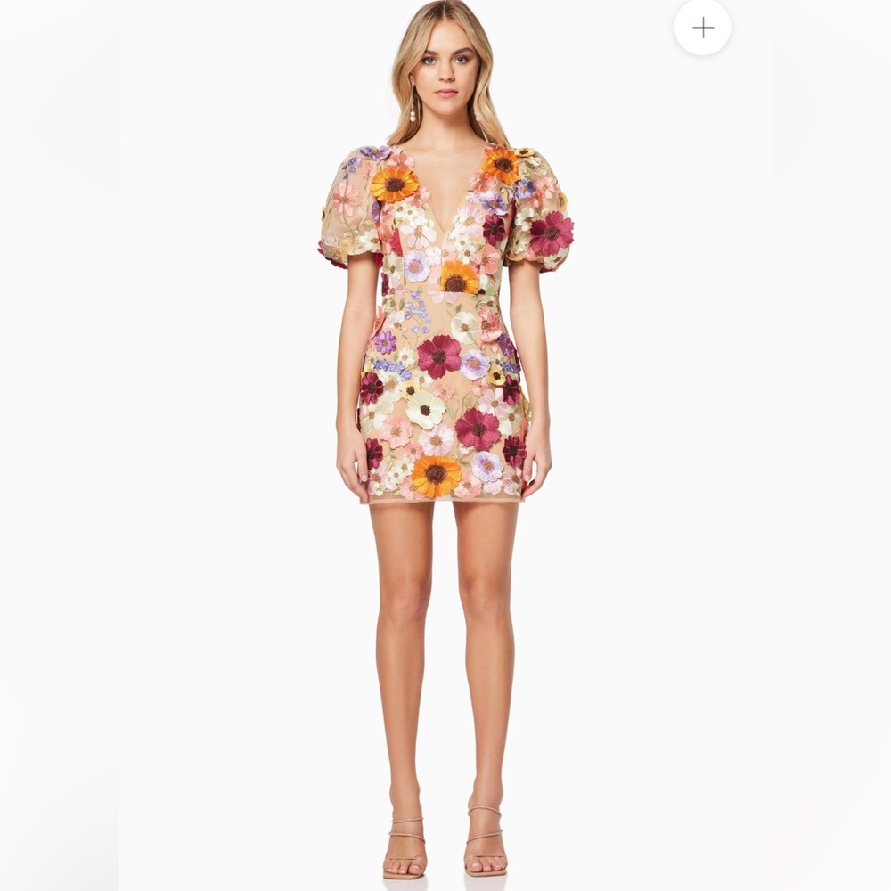Elliatt Rosalind 3D Floral Mini Dress in Pink